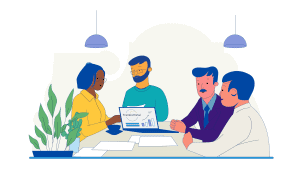 Team studying medical device requirements during early development phase.